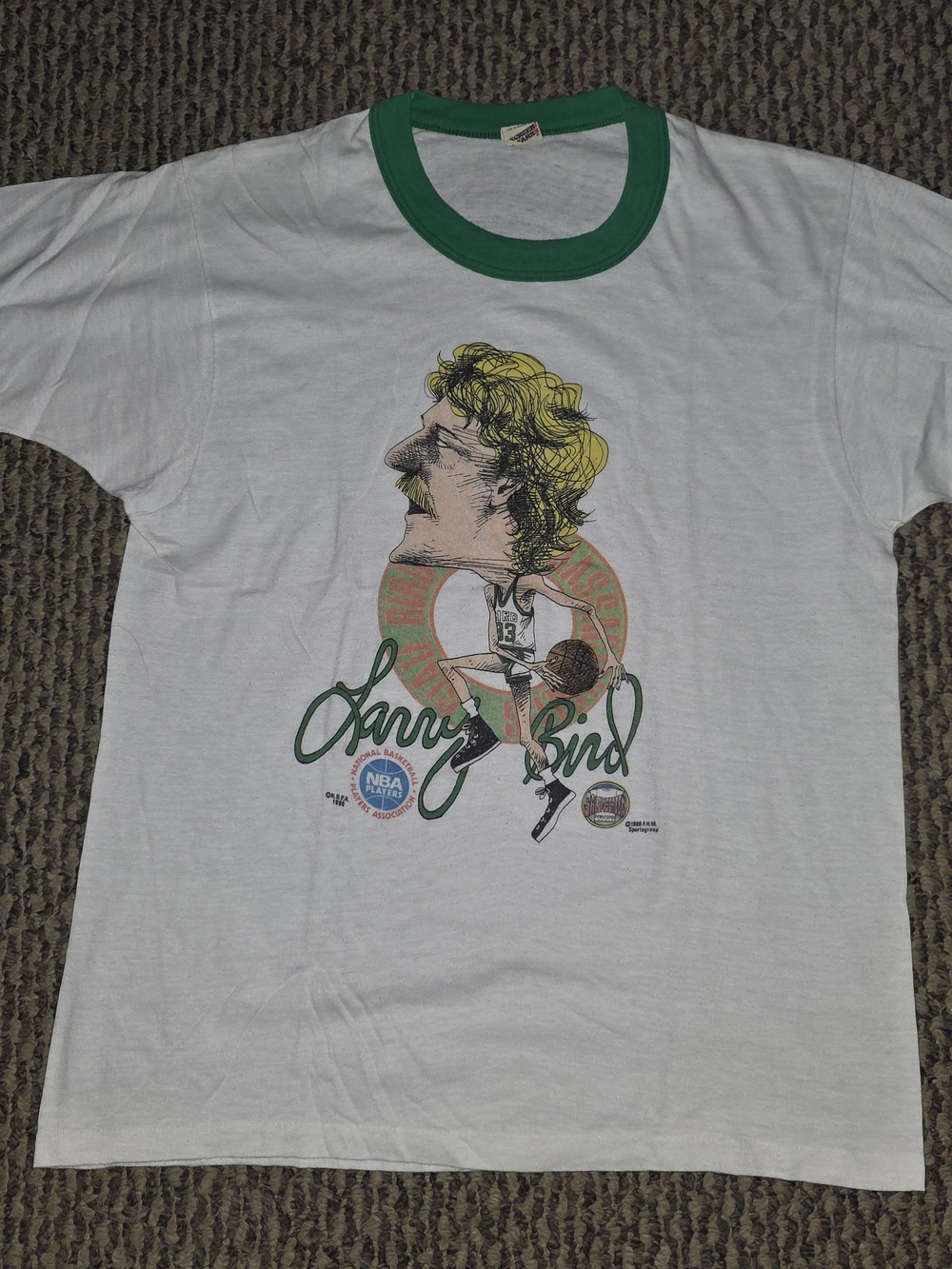 Vintage 1986 Salem Larry Bird T-Shirt with Green Trim